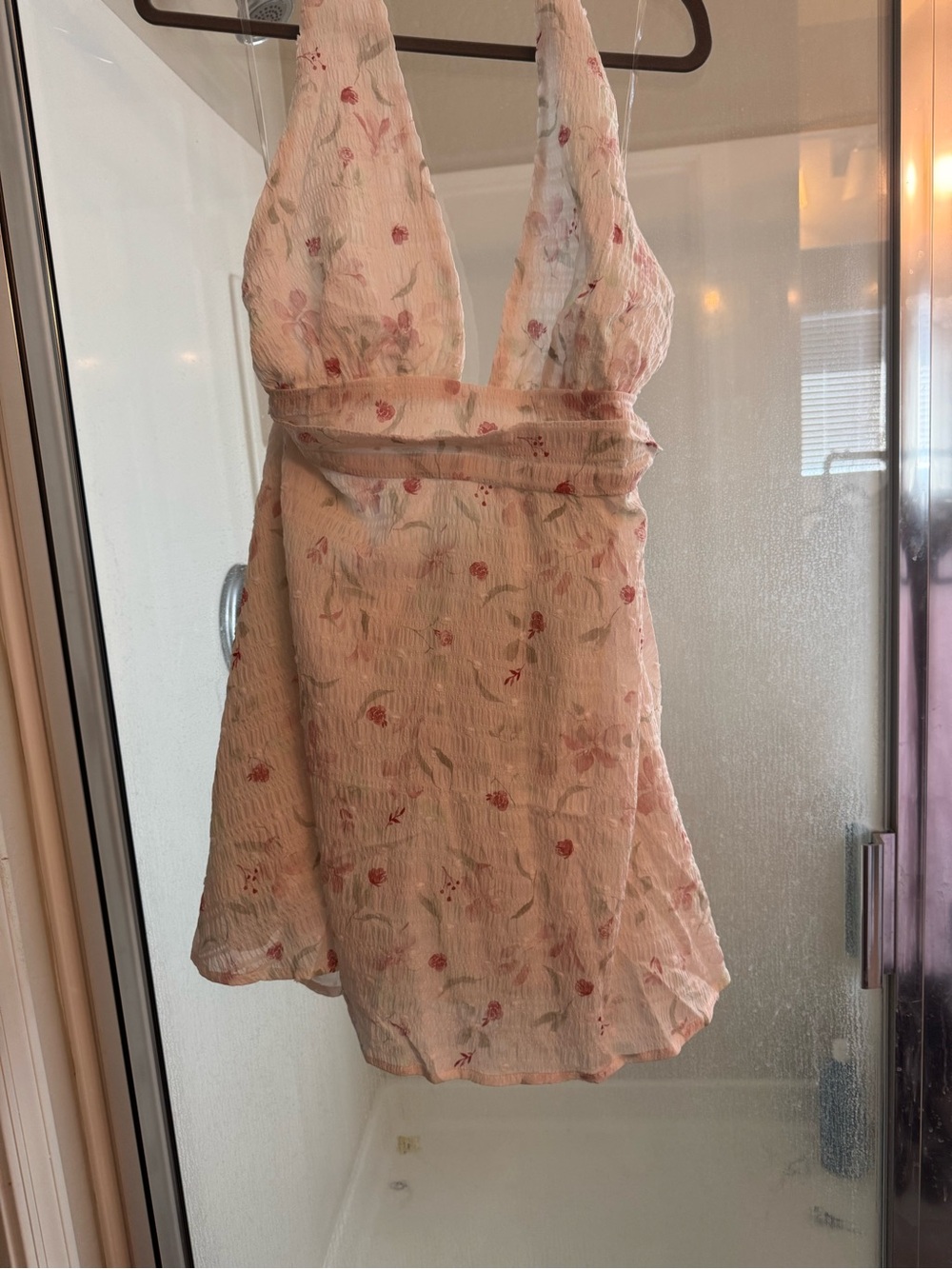 HYFVE Pink Floral Halter Mini Dress